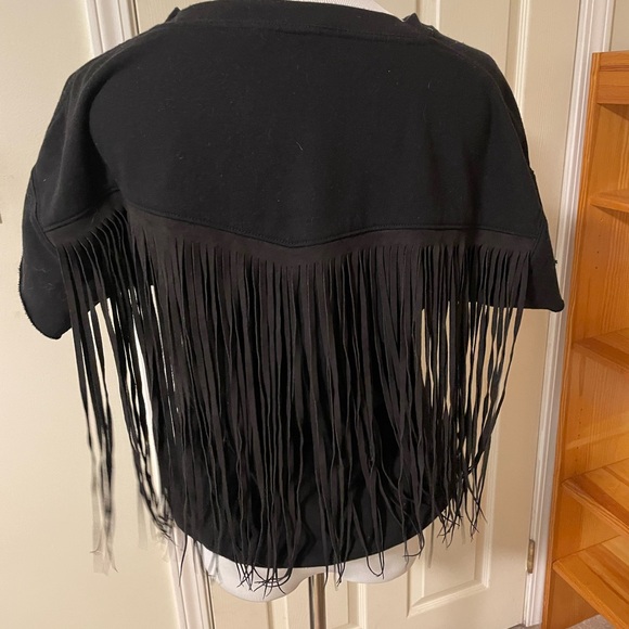 BLK DNM top with fringe at back - Picture 4 of 6